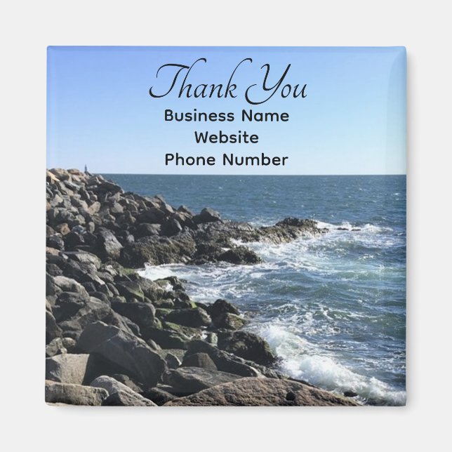 Imã Foto do Oceano Azul Obrigado Apreciação do Cliente (Frente)