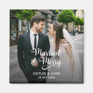 Imã Foto do Primeiro Natal de Recém-Casados Felizes