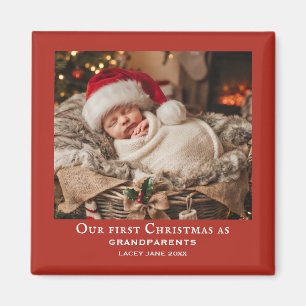 Imã Foto do Primeiro Natal do Bebê dos Avós Vermelhos