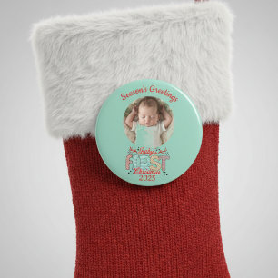Imã Foto do Primeiro Natal do BEBÊ Personalizada