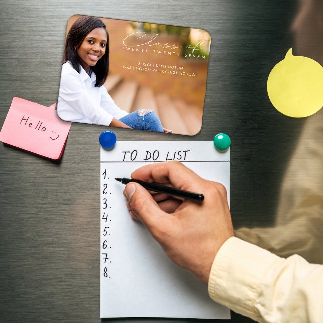 Ímã Foto do Script de Graduação Elegante Moderno (Criador carregado)