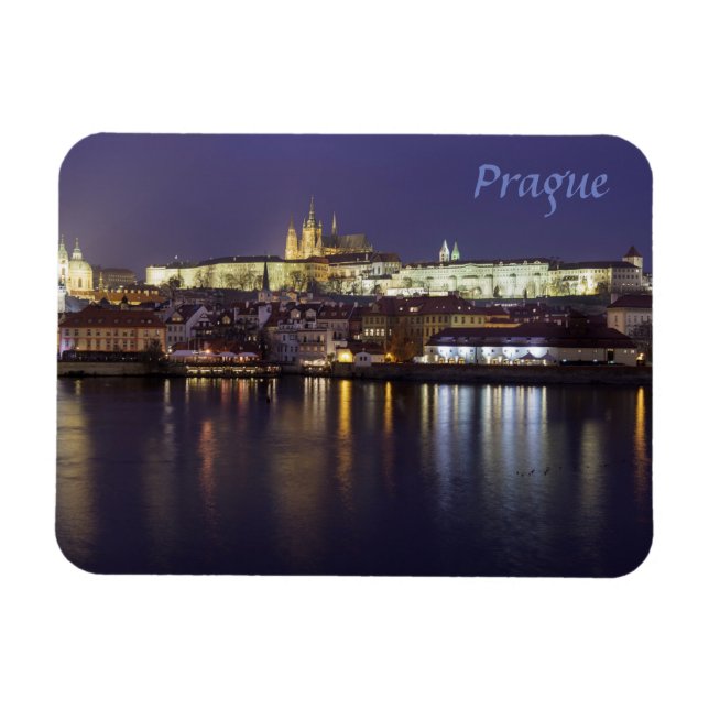 Ímã Foto do souvenir do Rio Praga e do castelo (Horizontal)