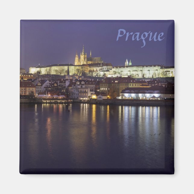 Imã Foto do souvenir do Rio Praga e do castelo (Frente)