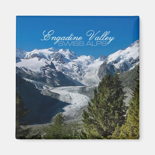 Imã Foto do Vale do Engadine, Alpes suíços, Souvenir M (Frente)