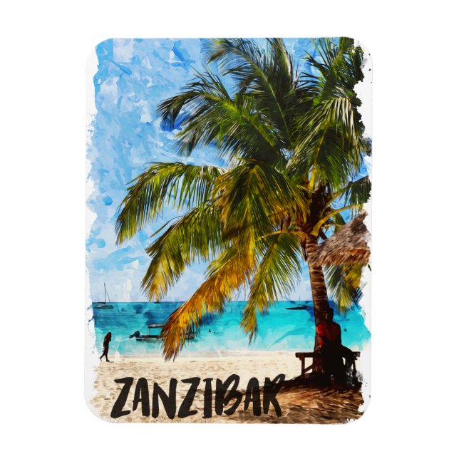 Ímã Foto do Viagem de praia tropical da África Zanziba (Vertical)