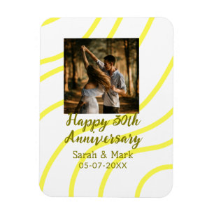Ímã Foto dourada amarela 30º aniversário de casamento