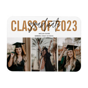 Ímã Foto Dourada de Graduação do segundo grau