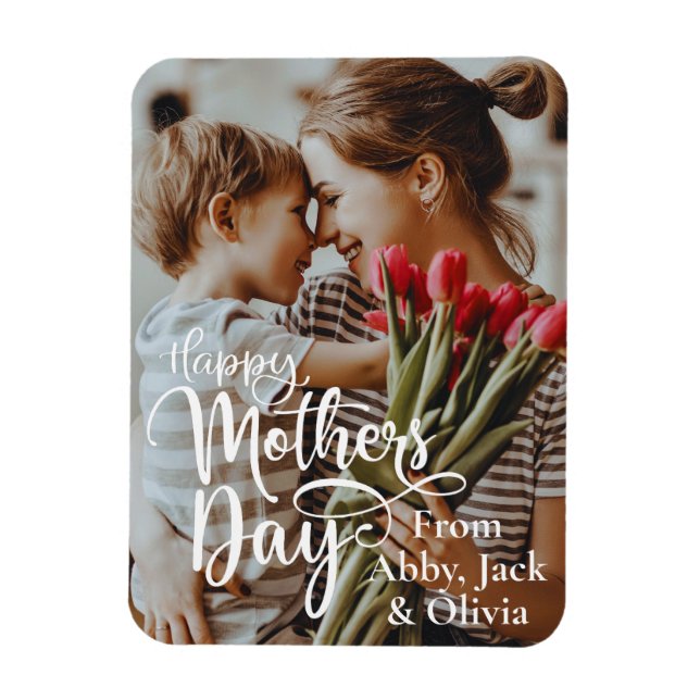 Ímã Foto e texto personalizados do Dia de as mães feli (Vertical)