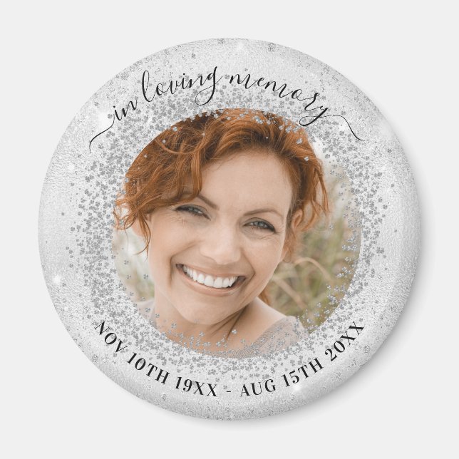 Imã Foto elegante de prata do Memorial (Frente)