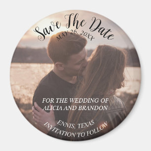 Imã Foto Elegante Simples Casamento Moderno Magnet