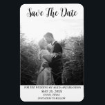 Ímã Foto Elegante Simples Casando Magneta Negra Modern<br><div class="desc">Casamento fotográfico simples,  elegante,  preto e branco,  moderno,  Imã salve a data. Você pode personalizá-lo com seus detalhes.</div>