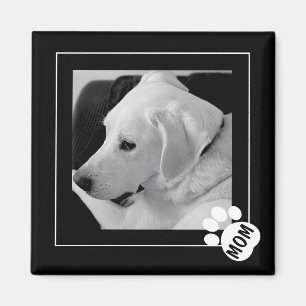 Imã Foto em preto e branco de Cachorro Bonito Paw Mãe