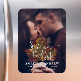 Ímã Foto em preto e branco simples Salvar a data