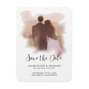 Ímã Foto em Watercolor de Script Moderno Elegante Simp