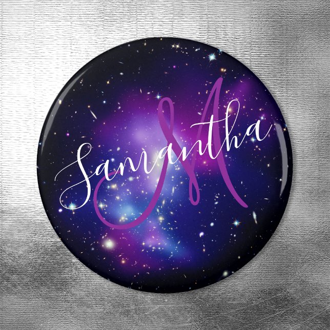 Imã Foto Espacial Celestial Roxa Monogramada (Criador carregado)