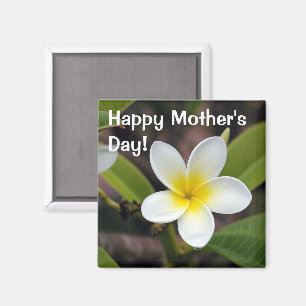 Imã Foto Floral Dia de as mães Branco e Amarelo