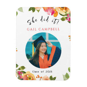 Ímã Foto floral rosa e cor d'água de pêssego