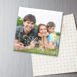Imã Foto legante de Na moda da família de amor persona<br><div class="desc">Ornamento de fotos da família elegante com a palavra amor em um estilo clássico manuscrito. Personalizado com um nome personalizado. Uma elegante design de tipografia de na moda clássico. Faz uma maravilhosa ideia de presente. Uma maneira maravilhosa de presentear sua foto na geladeira.</div>