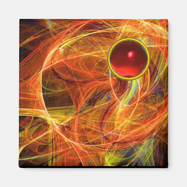 IMÃ FOTO LOUCA COM A GEMSTONE VERMELHA RUBY (Frente)