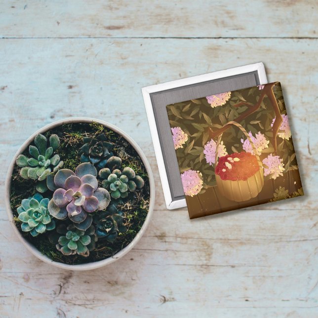 Imã Foto magnética da cesta de framboesa de ouro (Criador carregado)