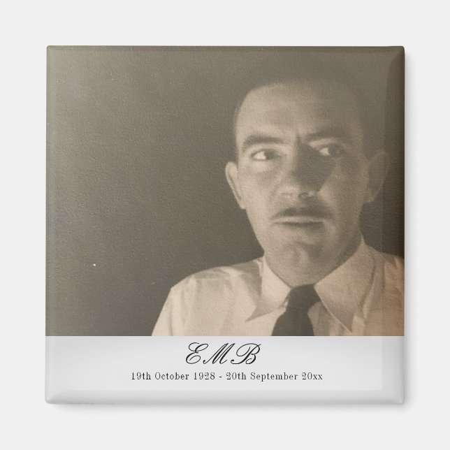 Imã Foto Memorial Funeral Monograma (Frente)