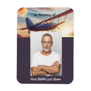 Ímã Foto Memorial Piloto Avião Voo Pôr do Sol