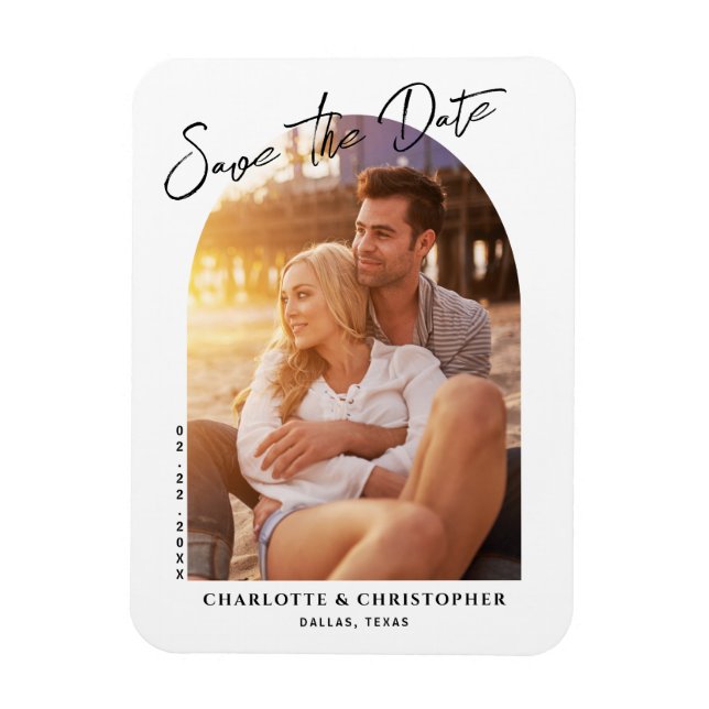 Ímã Foto Mínima De Arch Moderno Salve O Cartão De Data (Vertical)