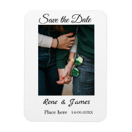 Ímã Foto minimal branca preta clássica elegante salvar