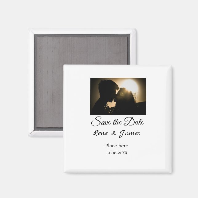 Imã Foto minimal branca preta clássica elegante salve  (Front/Back)