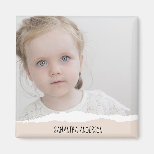 Imã Foto minimalista moderna e texto personalizado ros (Frente)