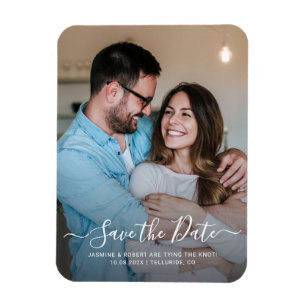 Ímã Foto moderna caligrafia Casamento Salve a Data