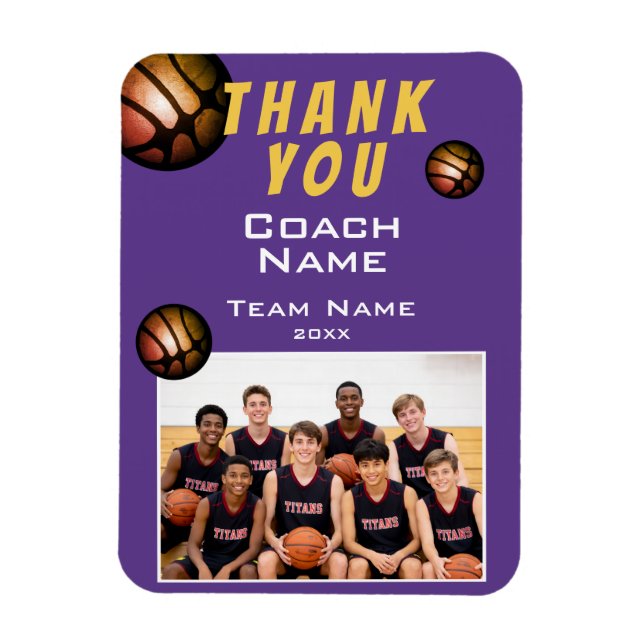 Ímã Foto Moderna da Equipe de Basquete Treinador (Vertical)
