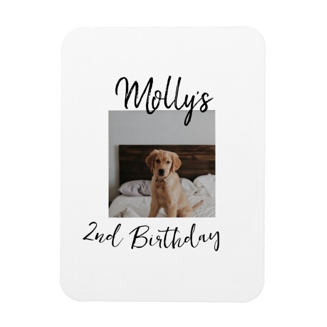 Ímã Foto moderna de aniversário de um gato de cão (Vertical)