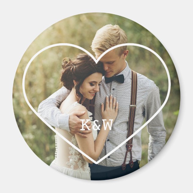 Imã Foto Monograma de Frame Cardíaco (Frente)