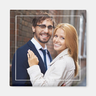 Imã Foto Monograma de Quadro Quadrado Moderno