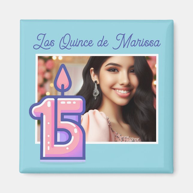 Imã Foto personalizada 15 Birthday Girl Quinceañera (Frente)