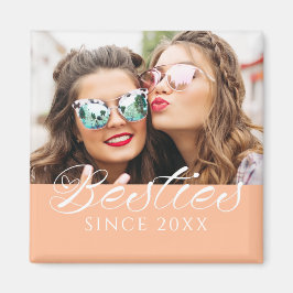 Imã Foto Personalizada "Besties From" Peach Fuzz Chic