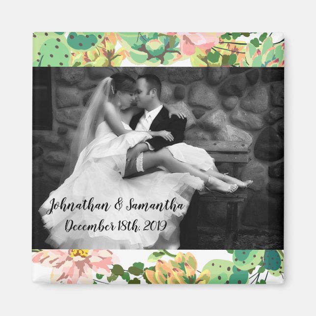 Imã Foto personalizada Bohemian Cactus Succulen (Frente)