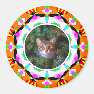 Imã Foto personalizada Cat Mãe Pai Mãe cor-de-laranja