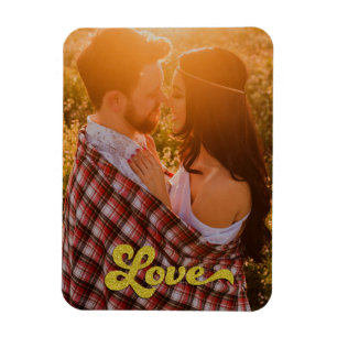 Ímã Foto Personalizada com Amor em Dourado