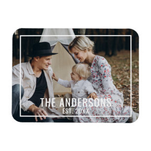 Ímã Foto personalizada com nome da família e ano de fu
