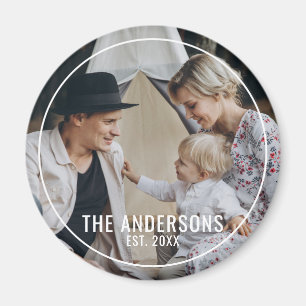 Imã Foto personalizada com nome da família e ano de fu