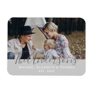 Ímã Foto personalizada com nome de família e ano esta