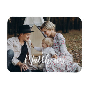 Ímã Foto personalizada com nome de família e ano esta
