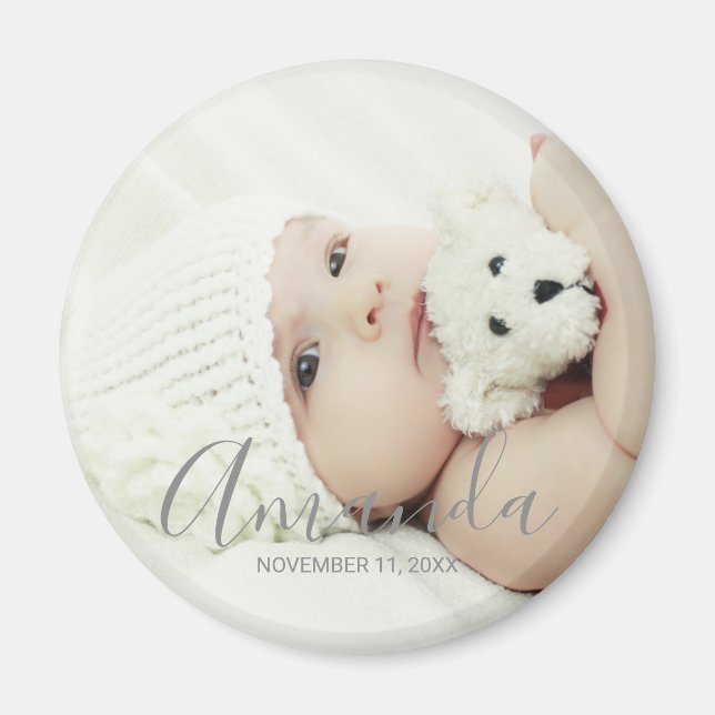 Imã Foto personalizada com nome e texto personalizados (Frente)