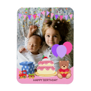 Ímã  Foto personalizada da celebração do aniversári