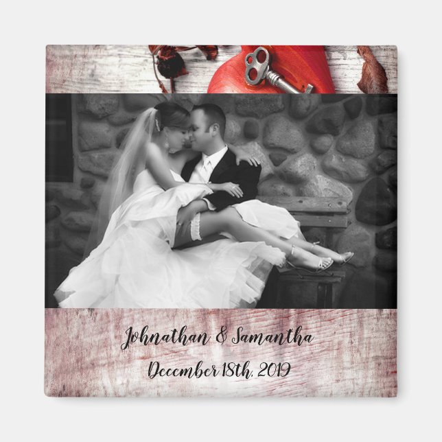 Imã Foto personalizada da chave de madeira do país do  (Frente)