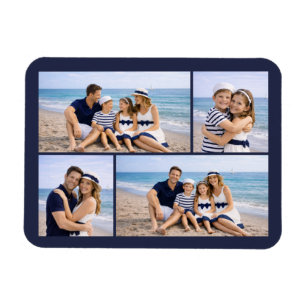 Ímã Foto Personalizada da Família em Azul Marinho Náut