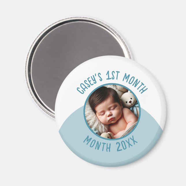 Imã Foto personalizada de 1 rua mês do bebê Adicionar  (Front/Back)