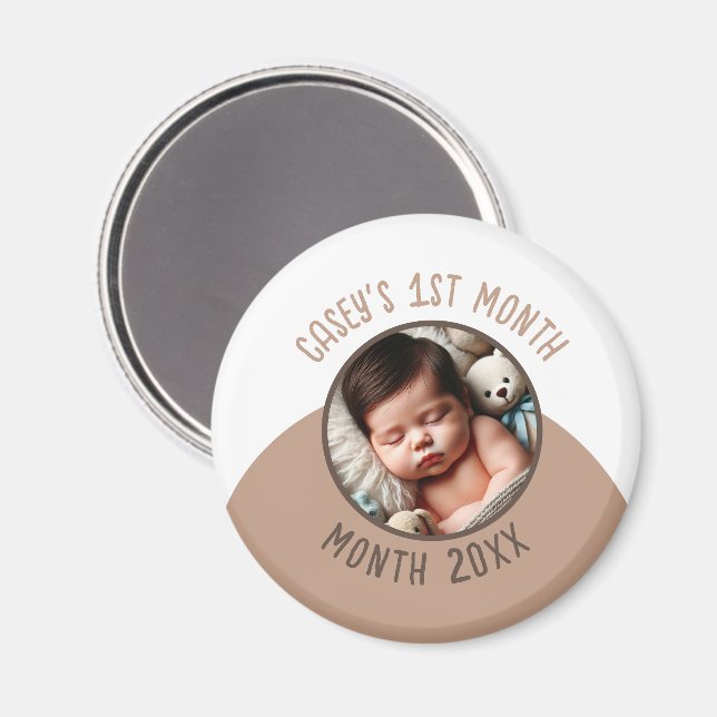 Imã Foto personalizada de 1 rua mês do bebê Adicionar  (Front/Back)